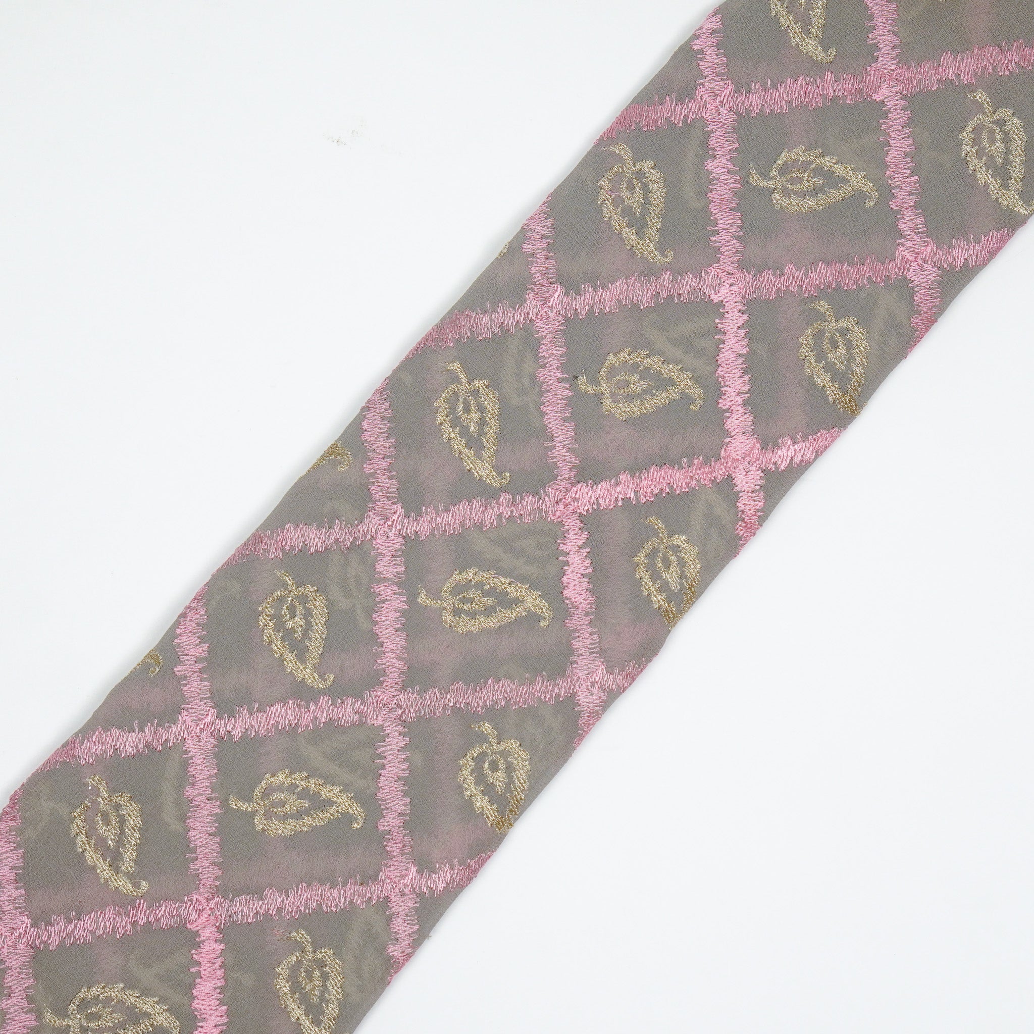 Maliha Grey Viscose Georgette Embroidered Fabric in Jaal Pattern - Image 4