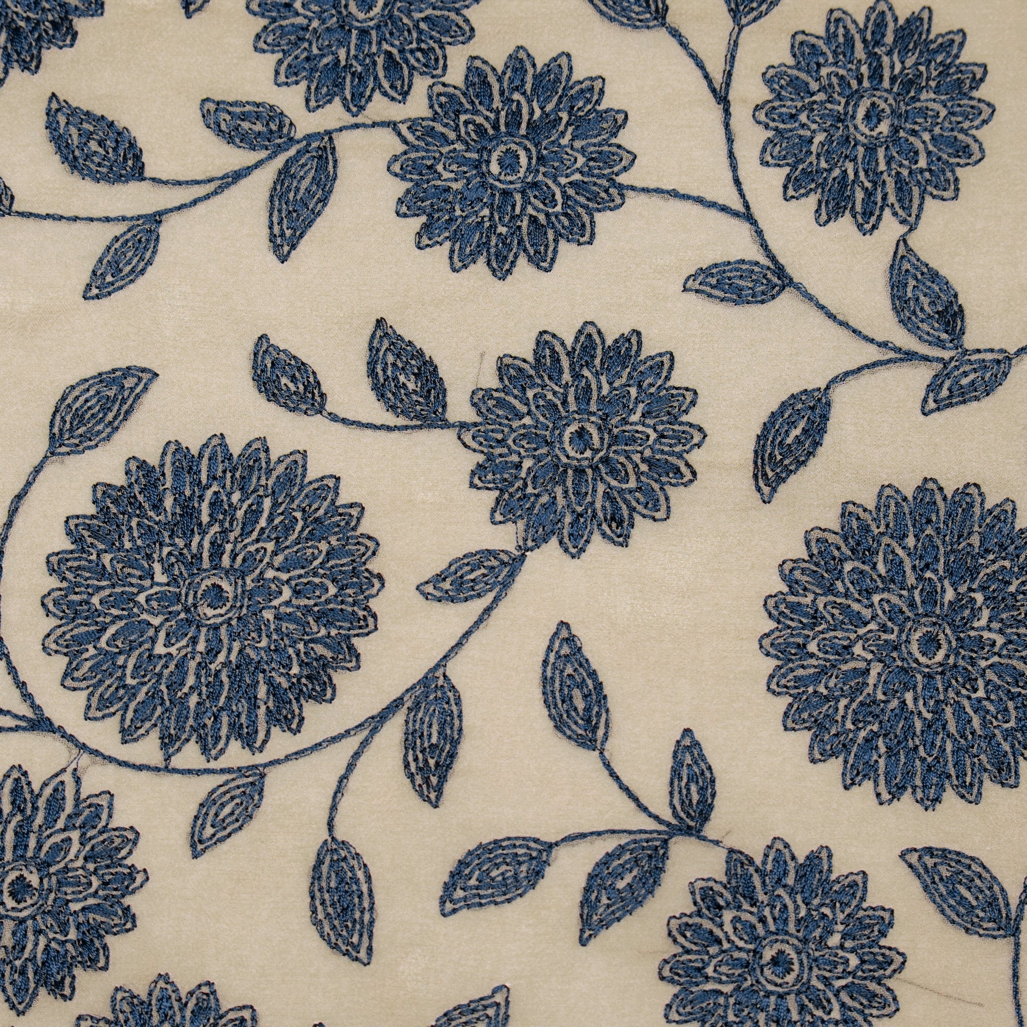 Manjari Slate Grey Viscose Georgette Embroidered Fabric in Jaal Pattern - Image 3