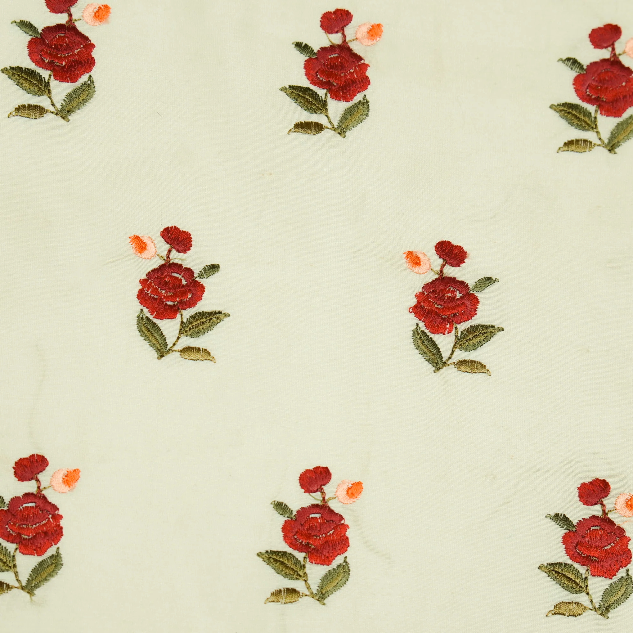Mehwish Beige Chanderi Embroidered Fabric in Buti Pattern - Image 3