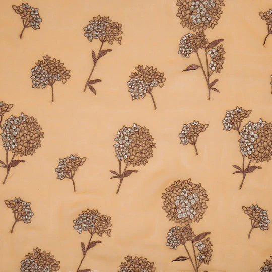 Mishka Mango Viscose Georgette Embroidered Fabric in Floral Buta Pattern - Image 3