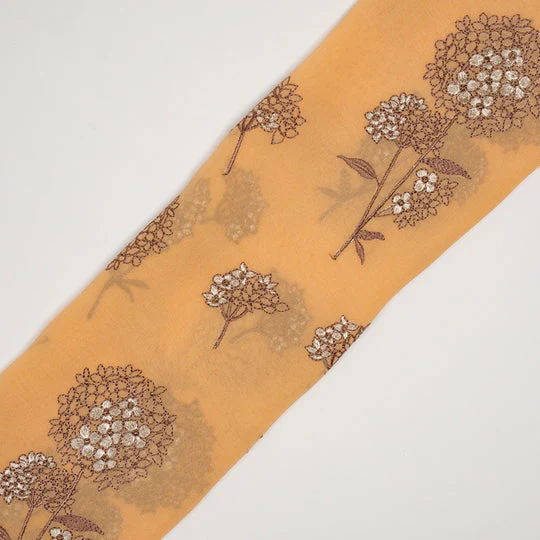 Mishka Mango Viscose Georgette Embroidered Fabric in Floral Buta Pattern - Image 4