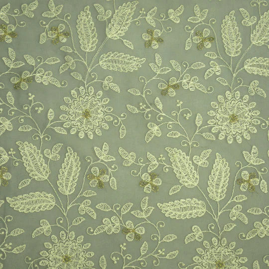 Muminah Gray Viscose Georgette Embroidered Fabric in Jaal Pattern - Image 3