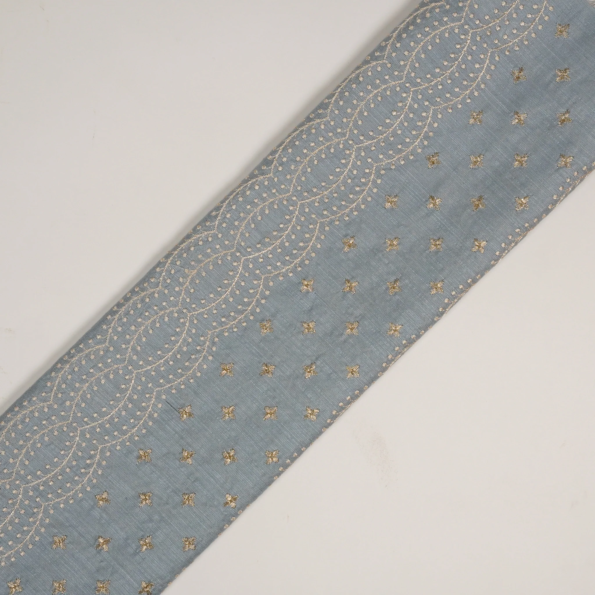 Naira Mauve Viscose Raw Silk Embroidered Fabric in Jaal Pattern - Image 4