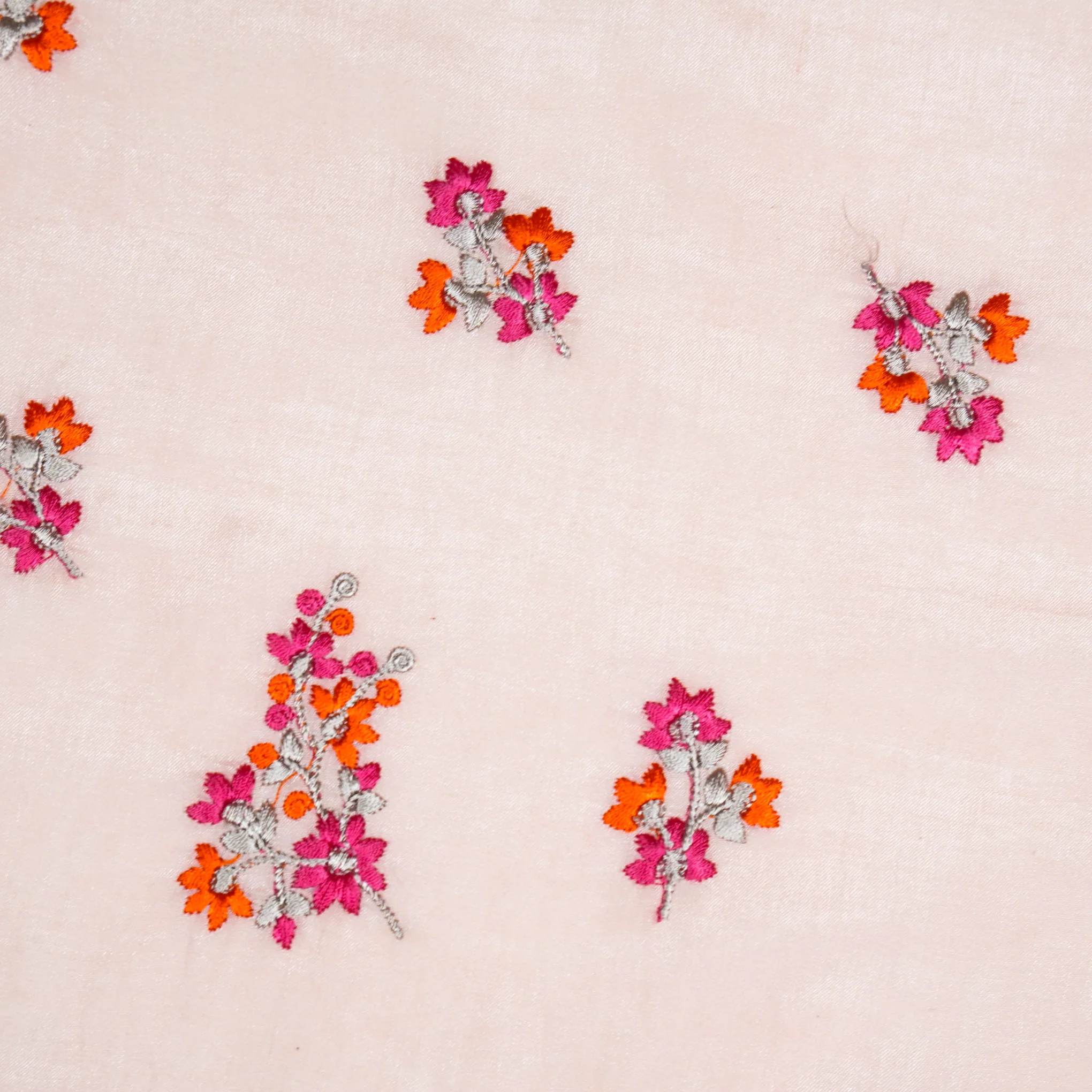 Namar Peach Chanderi Embroidered Fabric in Buti Pattern - Image 3