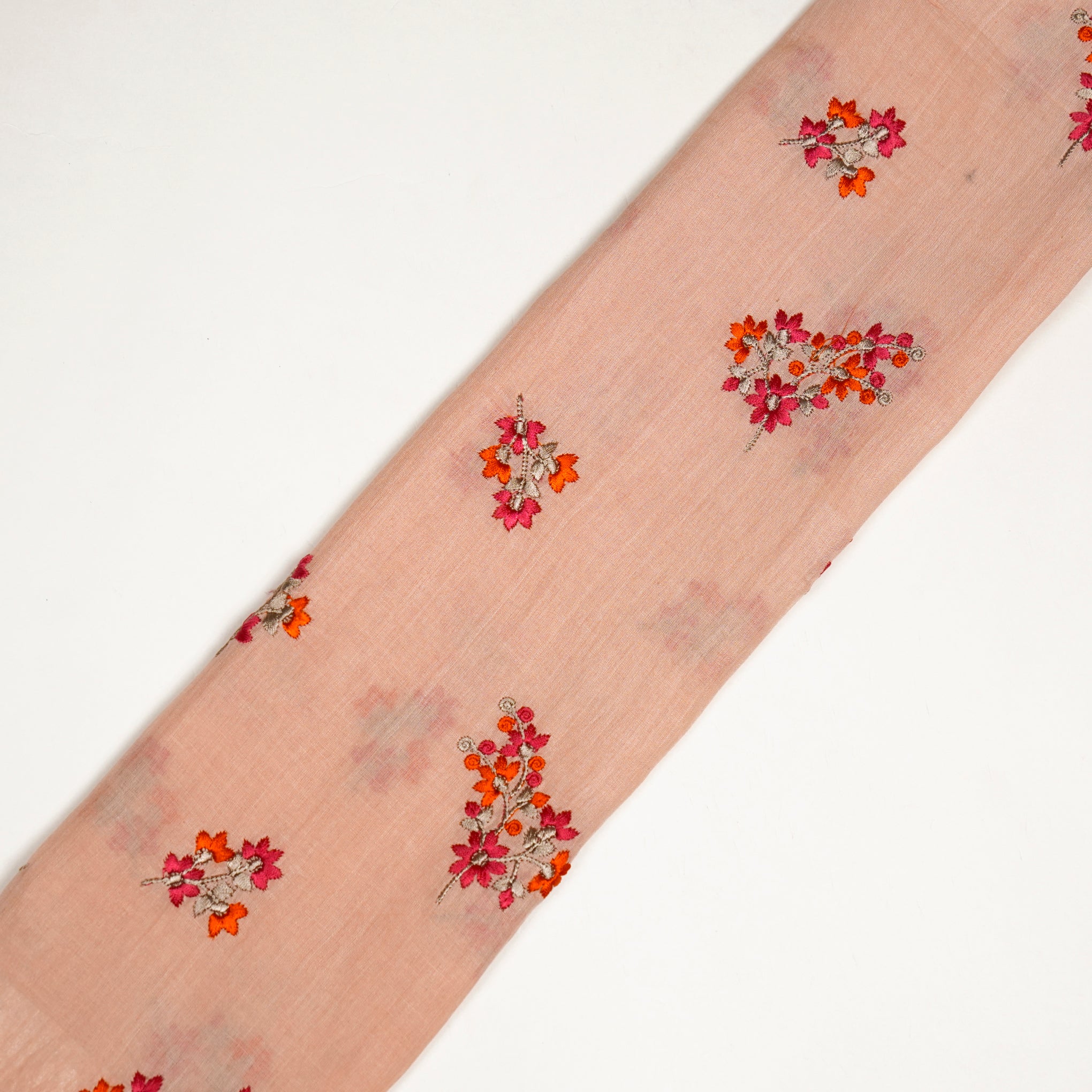 Namar Peach Chanderi Embroidered Fabric in Buti Pattern - Image 4