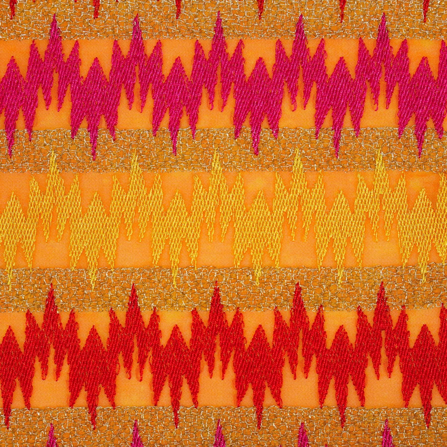 Namya Orange Chanderi Embroidered Fabric in Jaal Pattern - Image 3