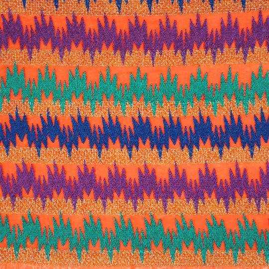 Namya Red Rust Chanderi Embroidered Fabric in Jaal Pattern - Image 2