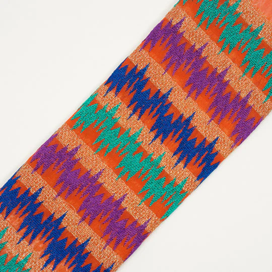 Namya Red Rust Chanderi Embroidered Fabric in Jaal Pattern - Image 4