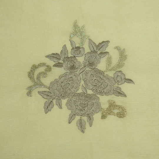 Nargis Cream Chanderi Embroidered Fabric in Buta Pattern - Image 3
