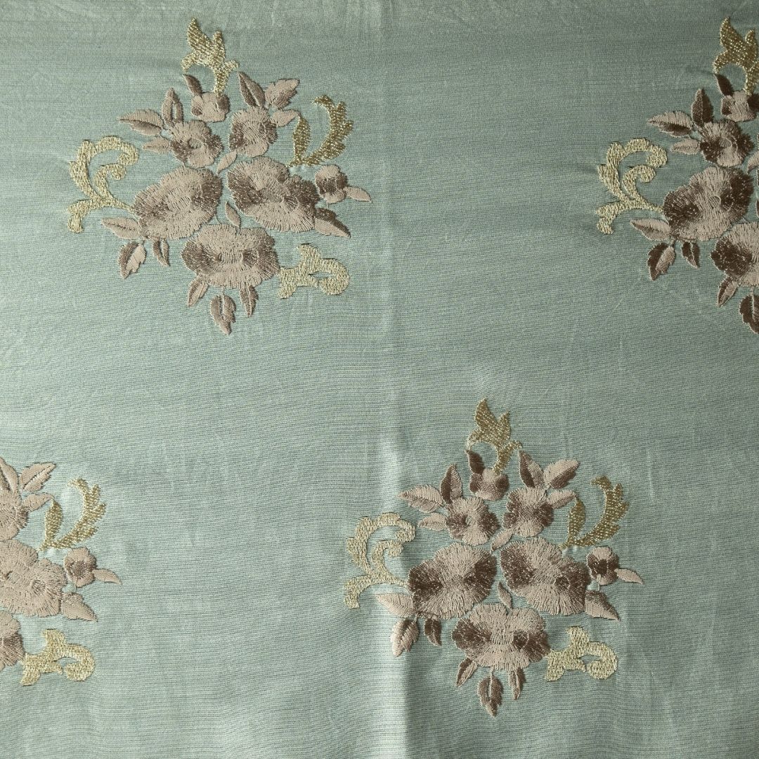 Nargis Light Grey Chanderi Embroidered Fabric in Buta Pattern - Image 3