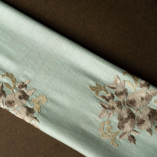 Nargis Light Grey Chanderi Embroidered Fabric in Buta Pattern - Image 4