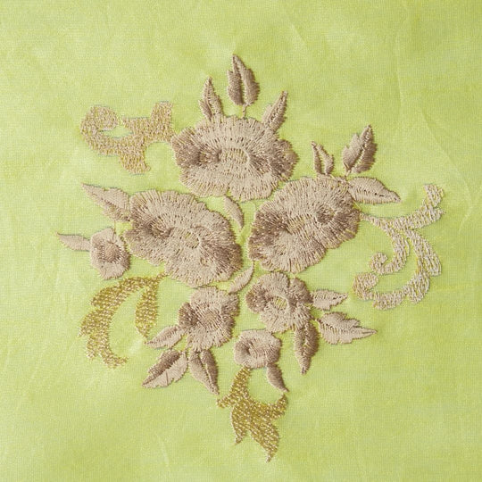 Nargis Lime Chanderi Embroidered Fabric in Buta Pattern - Image 3