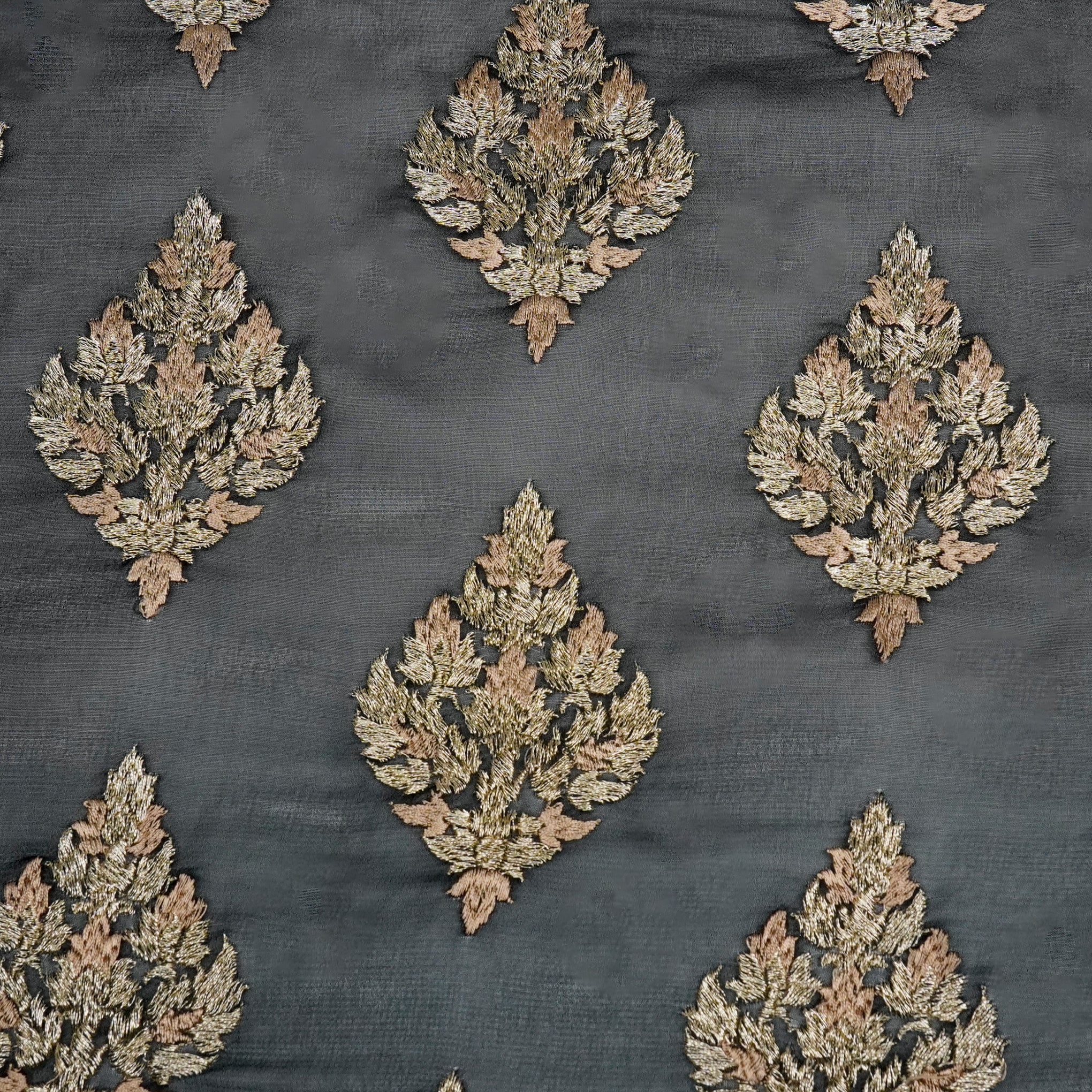 Naseem Black Viscose Georgette Embroidered Fabric in Buta Pattern - Image 2