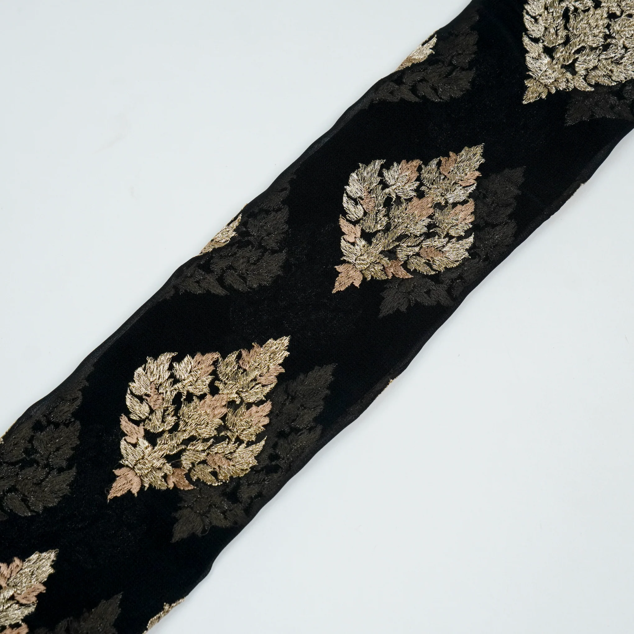 Naseem Black Viscose Georgette Embroidered Fabric in Buta Pattern - Image 4
