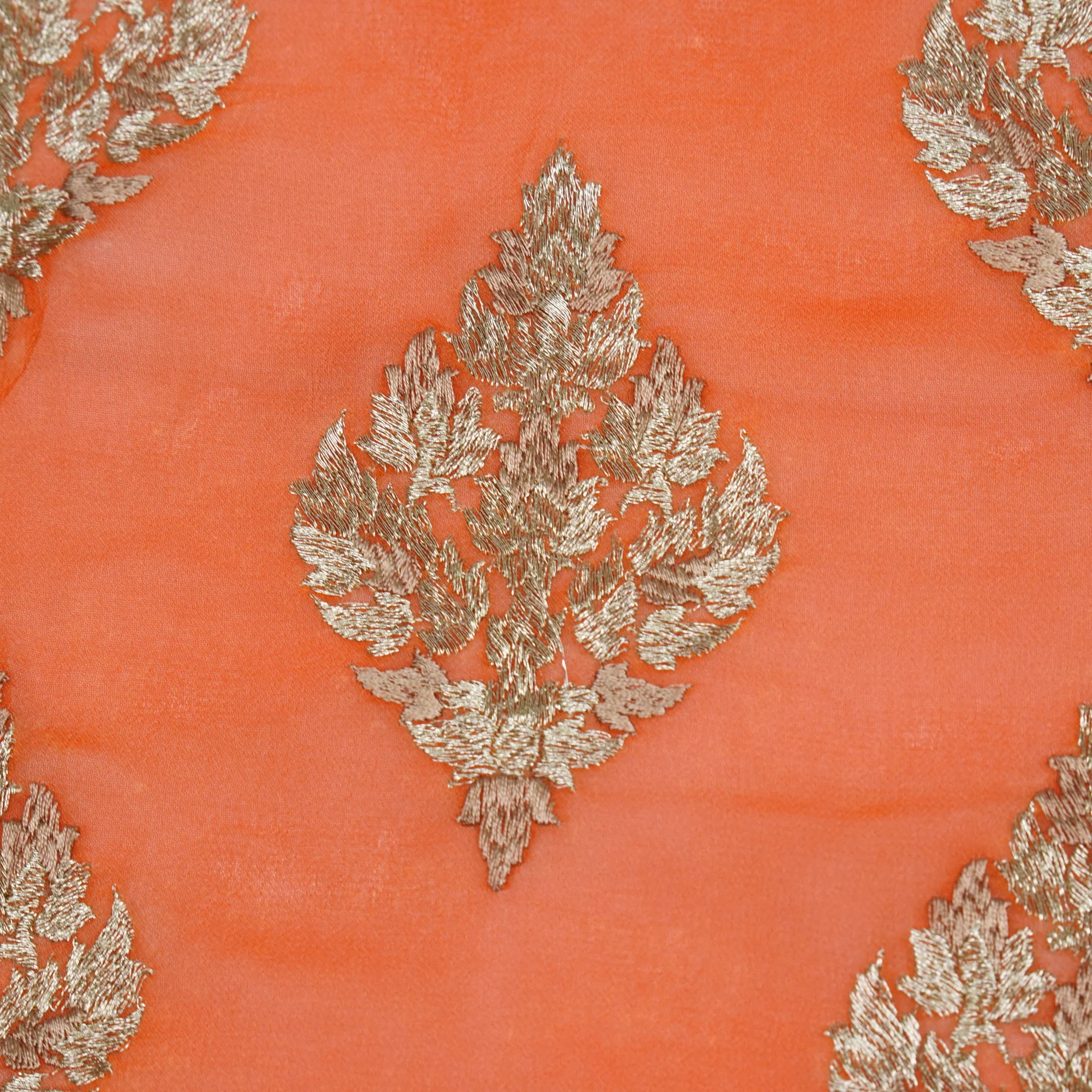 Naseem Rust Viscose Georgette Embroidered Fabric in Buta Pattern - Image 3