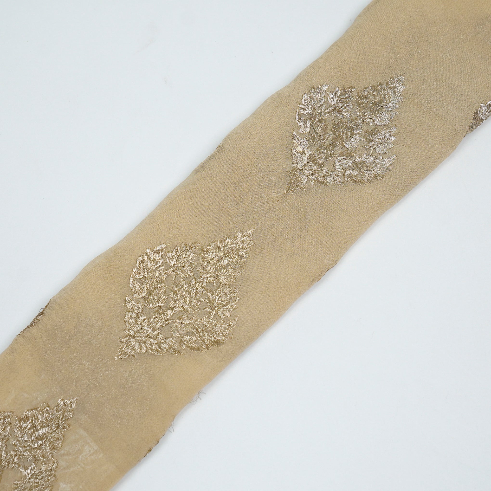 Naseem Light Beige Viscose Georgette Embroidered Fabric in Buta Pattern - Image 4