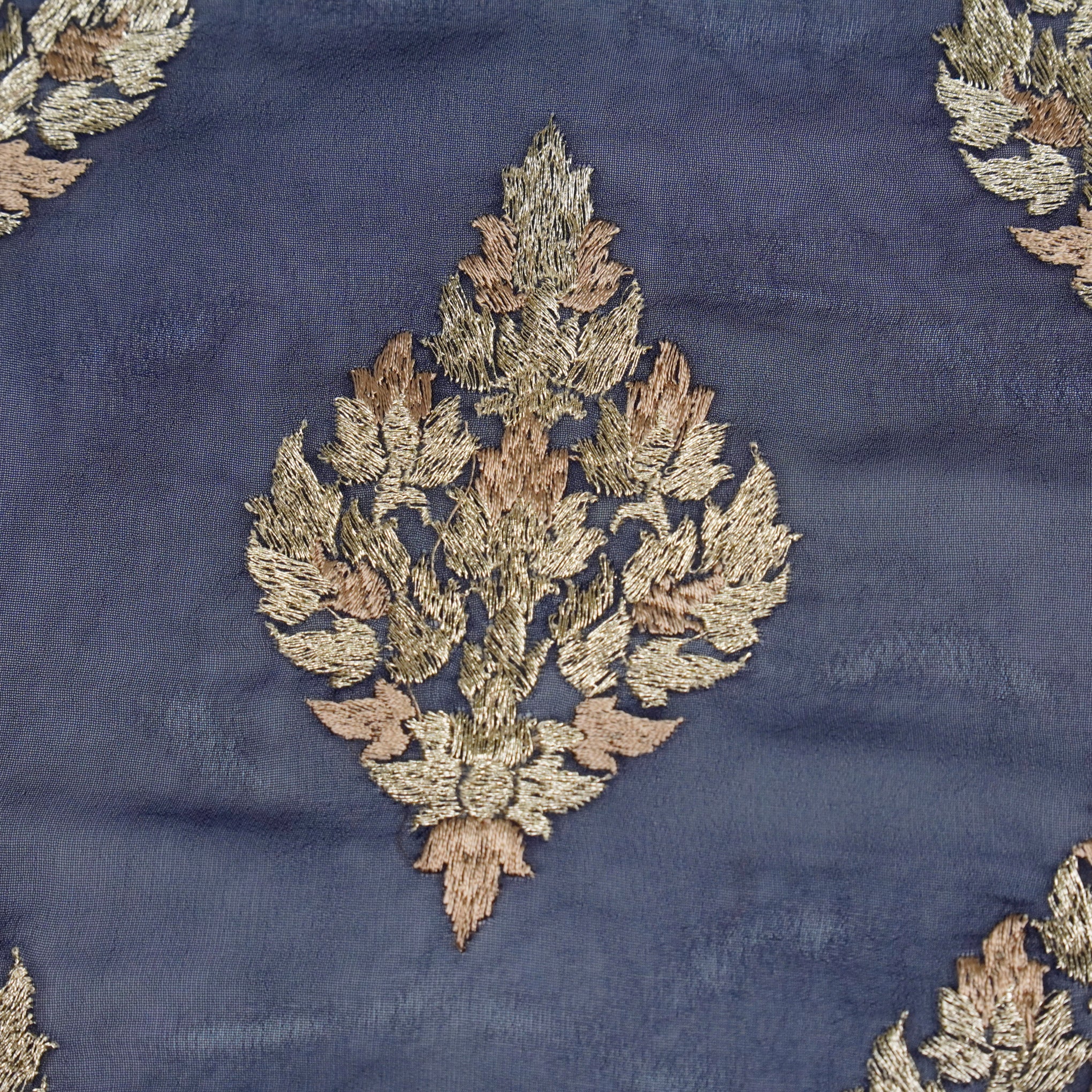 Naseem Navy Blue Viscose Georgette Embroidered Fabric in Buta Pattern - Image 3