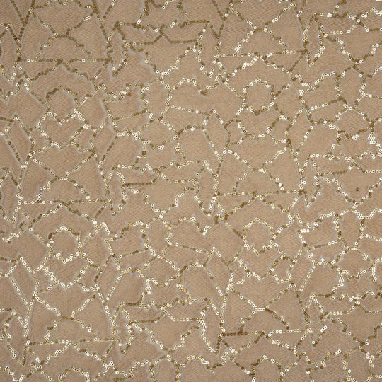 Naumani Cream Chanderi Embroidered Fabric in Sequins Jaal Pattern - Image 3