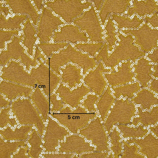 Naumani Lime Green Chanderi Embroidered Fabric in Sequins Jaal Pattern - Image 3
