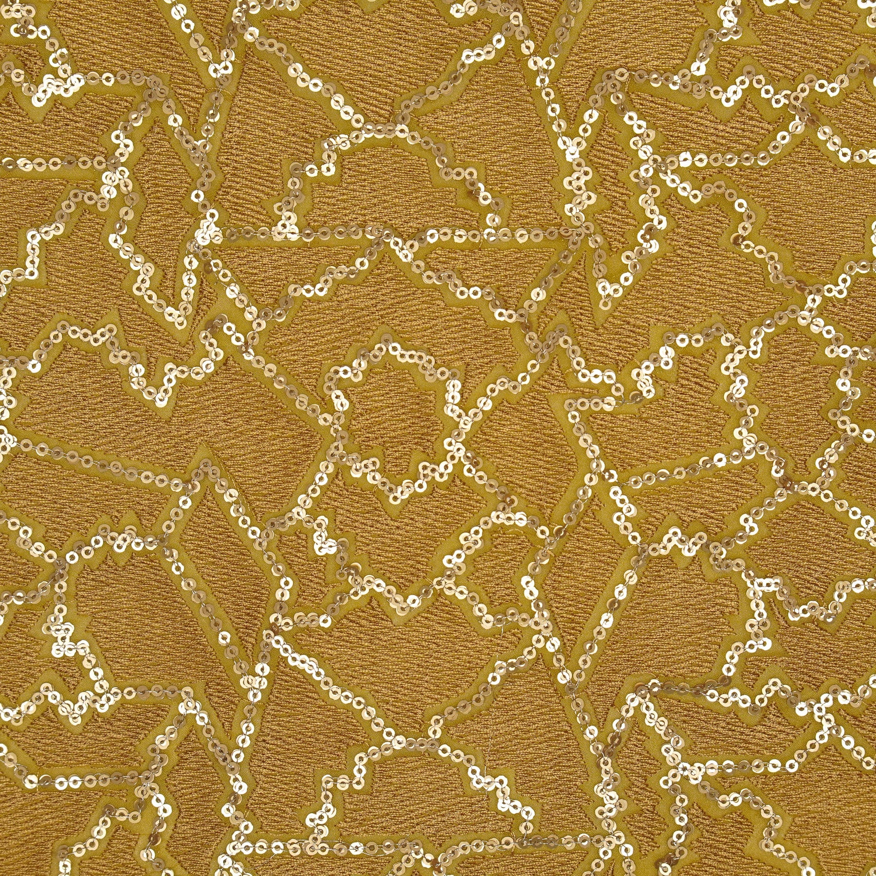 Naumani Lime Green Chanderi Embroidered Fabric in Sequins Jaal Pattern - Image 5