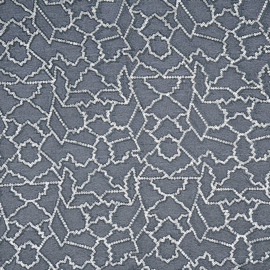 Naumani Teal Blue Chanderi Embroidered Fabric in Sequins Jaal Pattern - Image 3