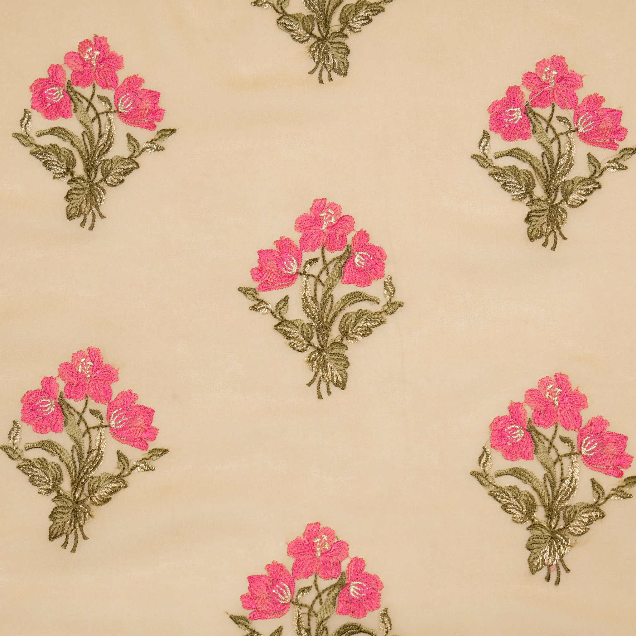 Nisa Beige Viscose Georgette Embroidered Fabric in Buta Pattern - Image 3