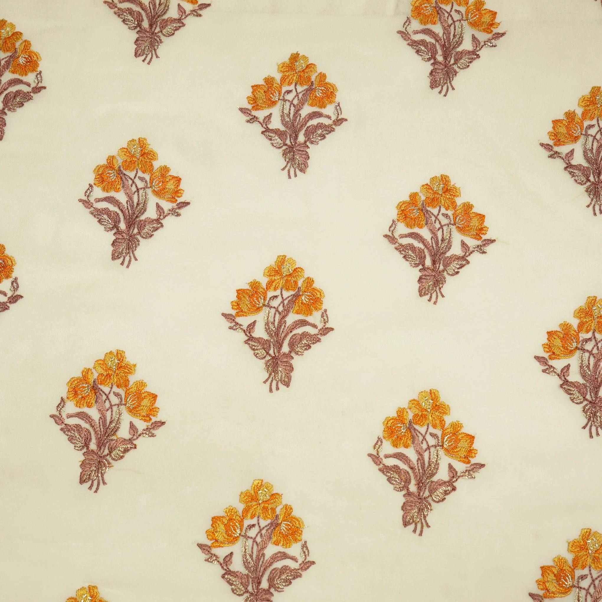 Nisa Cream Viscose Georgette Embroidered Fabric in Buta Pattern - Image 2