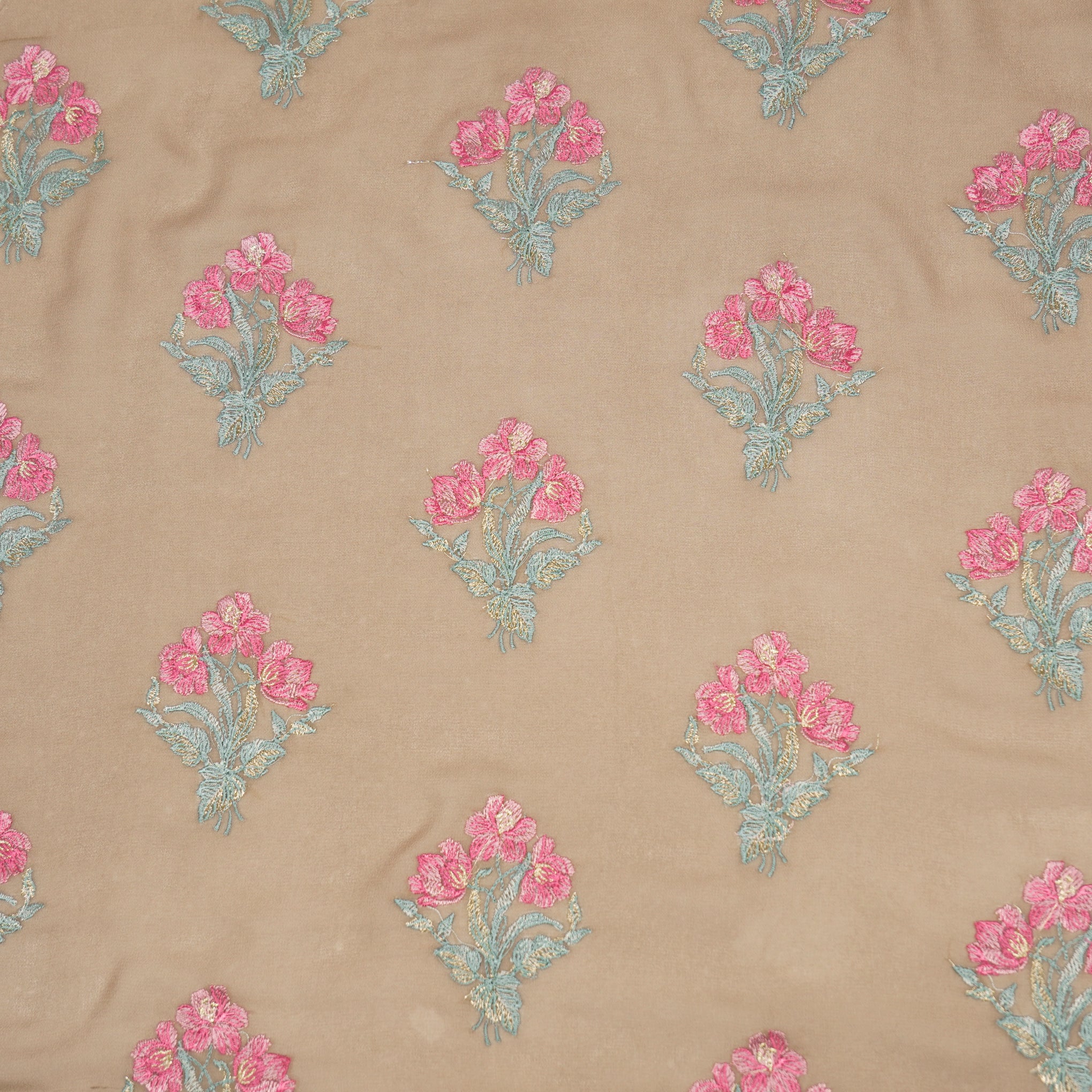 Nisa Onion Viscose Georgette Embroidered Fabric in Buta Pattern - Image 2