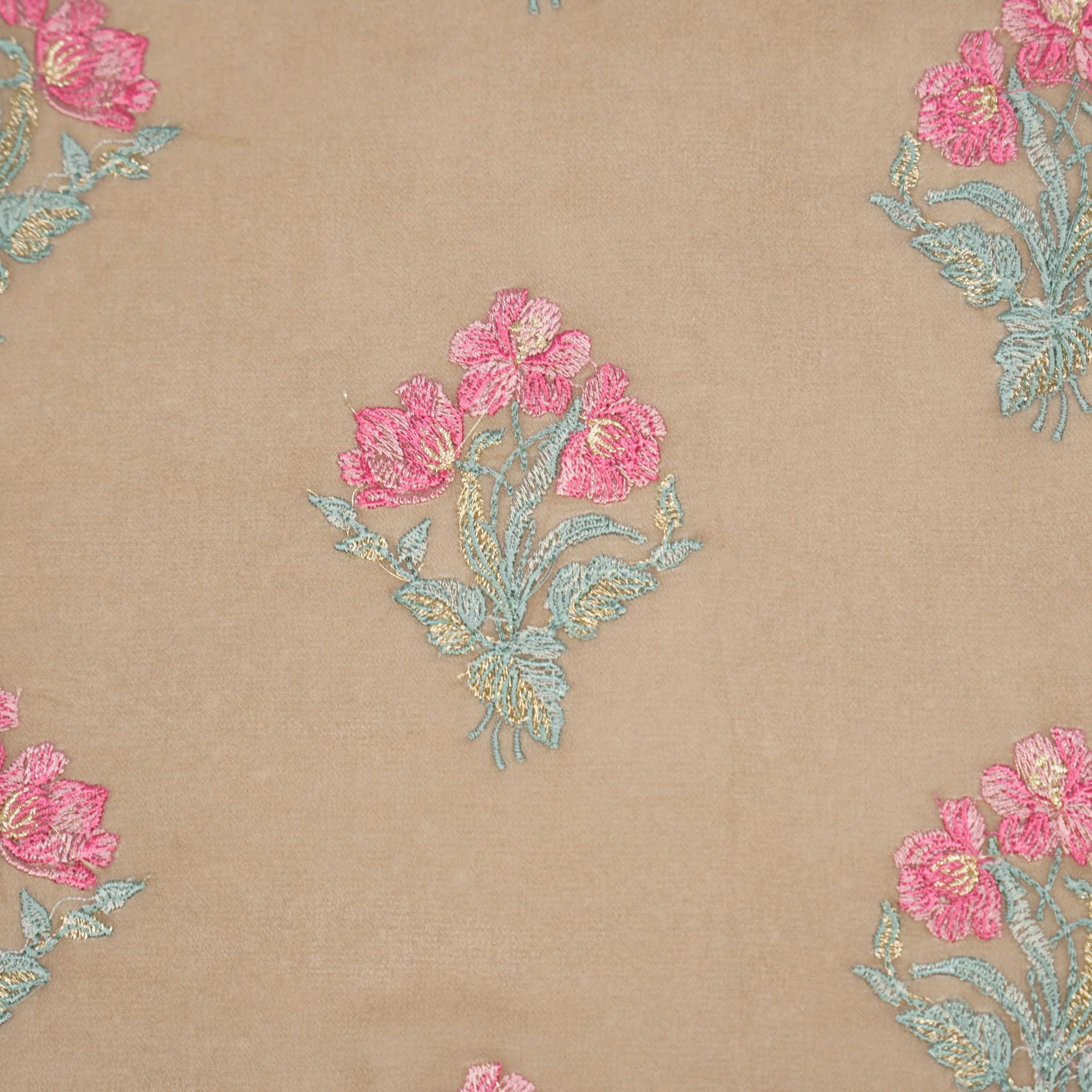 Nisa Onion Viscose Georgette Embroidered Fabric in Buta Pattern - Image 3