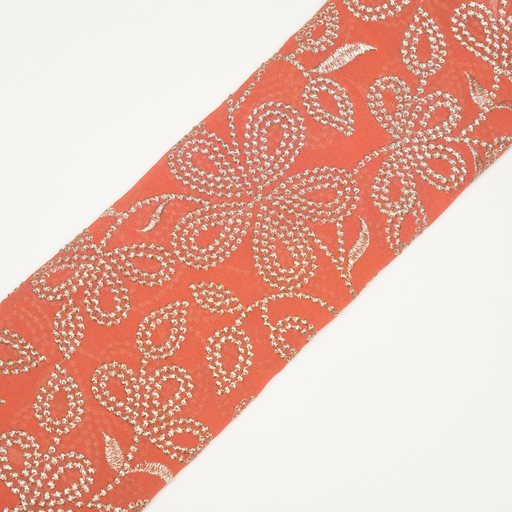 Numaya Deep Gajari Viscose Georgette Embroidered Fabric in Jaal Pattern - Image 4