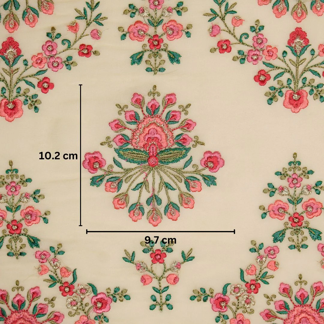 Nutan Beige Viscose Georgette Embroidered Fabric in Jaal Pattern - Image 5