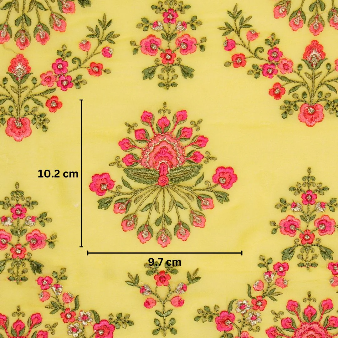 Nutan Light Gold Viscose Georgette Embroidered Fabric in Jaal Pattern - Image 5