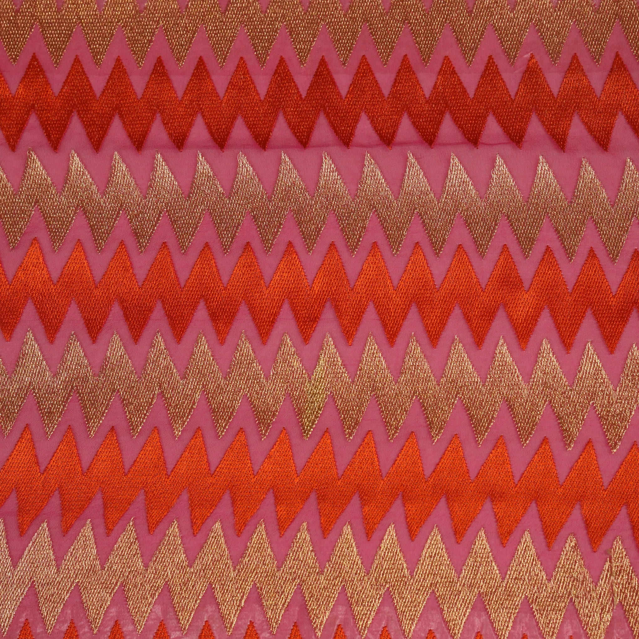 Inaya Fuxia Viscose Georgette Embroidered Fabric in Jaal Pattern - Image 3