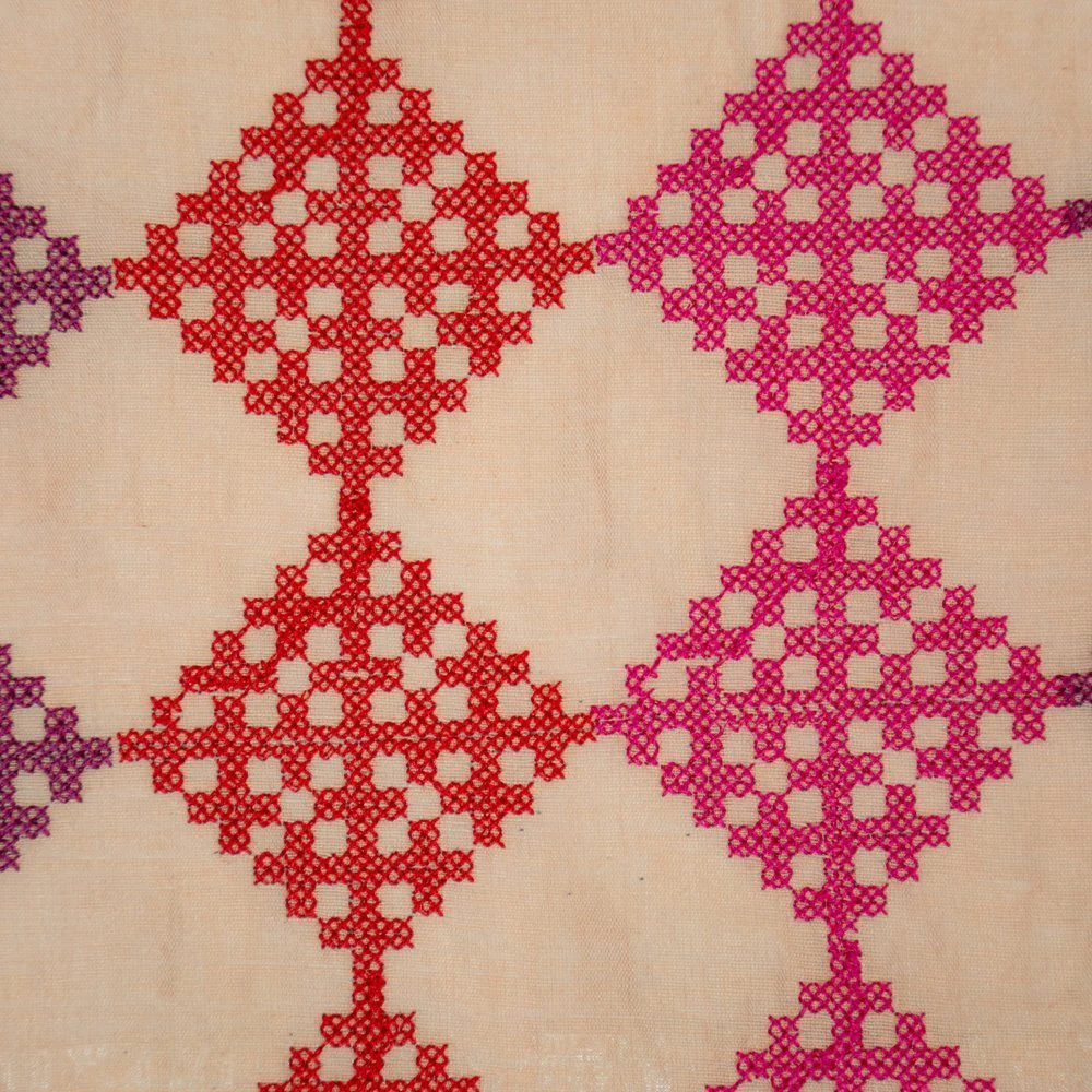 Nyra Light Beige Chanderi Embroidered Fabric in Geometric Buta Pattern - Image 3