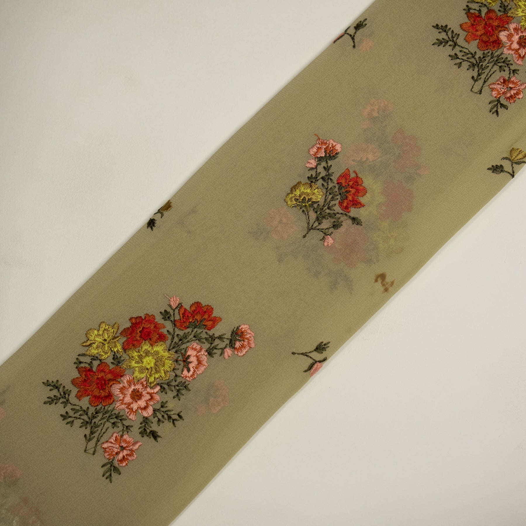 Paridha Beige Viscose Georgette Embroidered Fabric in Buta Pattern - Image 4
