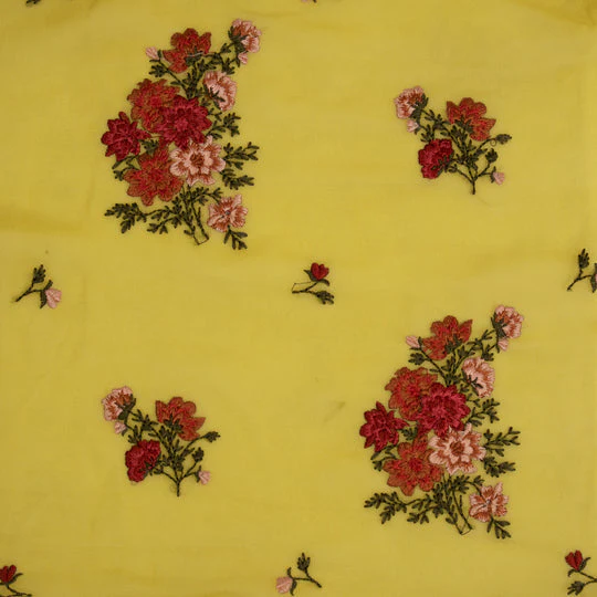 Paridha Gold Viscose Georgette Embroidered Fabric in Buta Pattern - Image 3