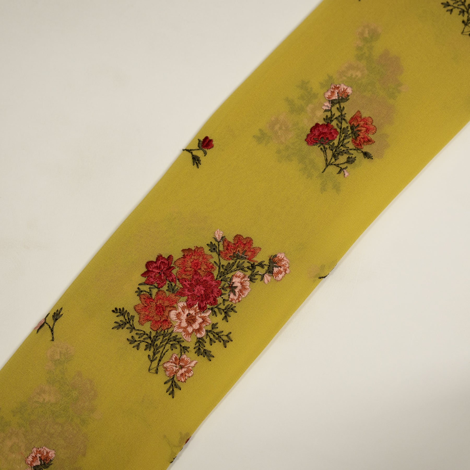 Paridha Gold Viscose Georgette Embroidered Fabric in Buta Pattern - Image 4