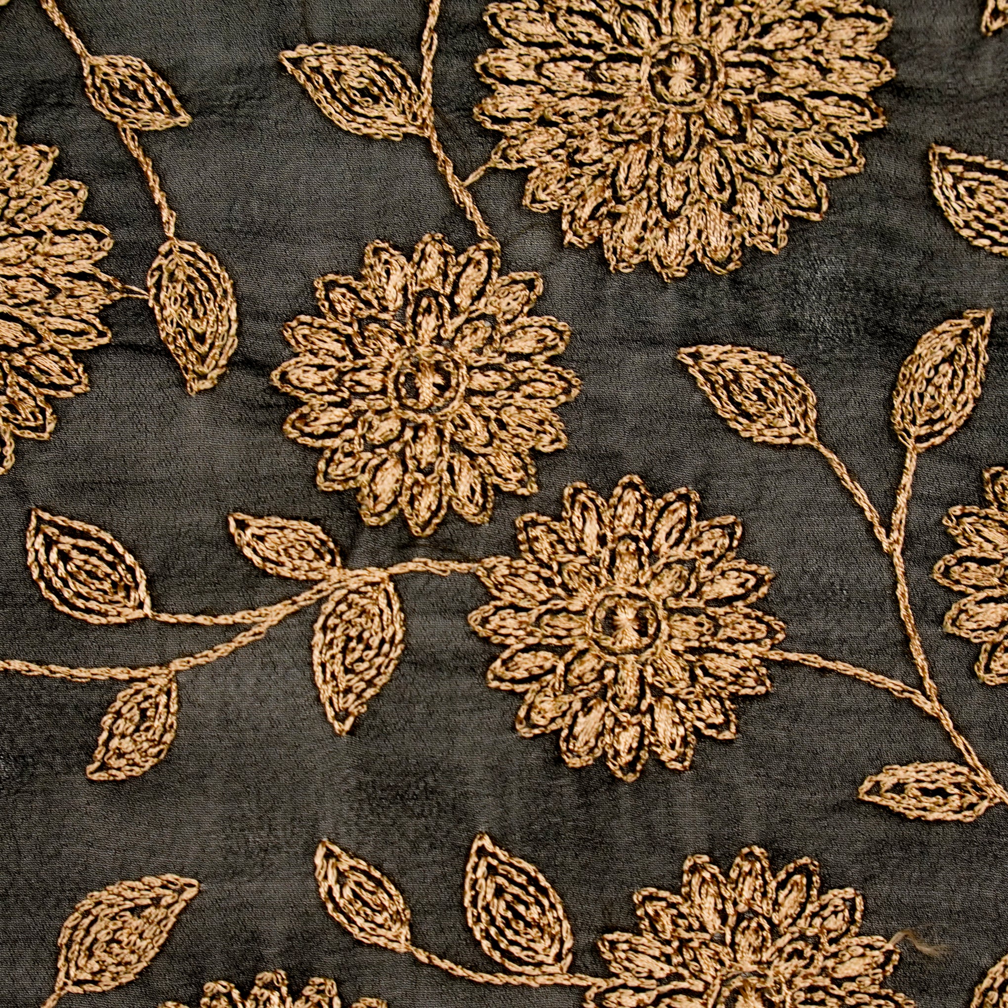 Manjari Black Beige Viscose Georgette Embroidered Fabric in Jaal Pattern - Image 3