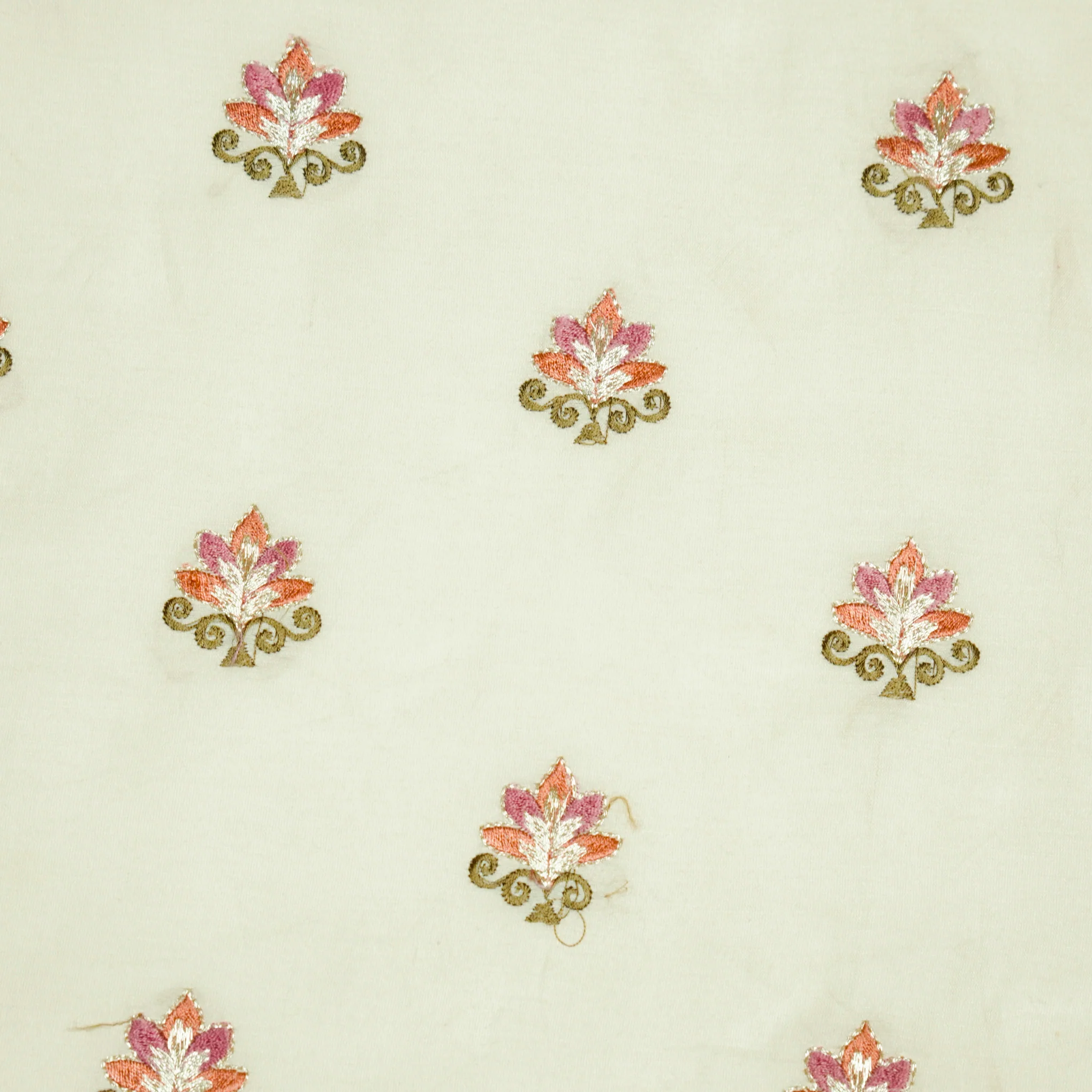Praveen Beige Chanderi Embroidered Fabric in Buti Pattern - Image 3