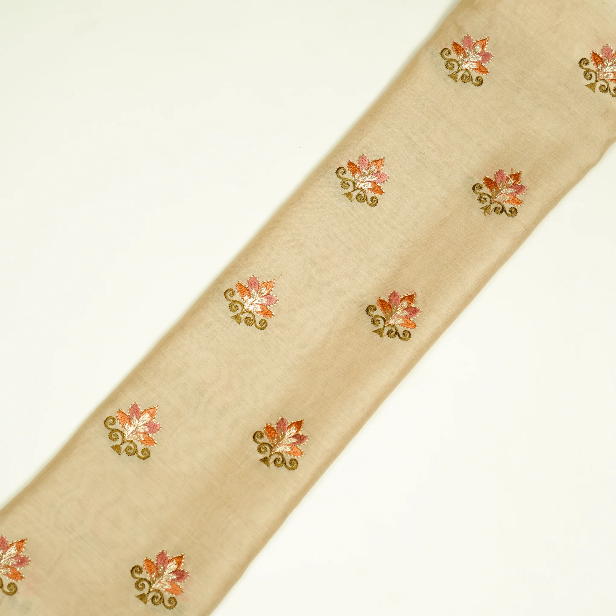 Praveen Beige Chanderi Embroidered Fabric in Buti Pattern - Image 4