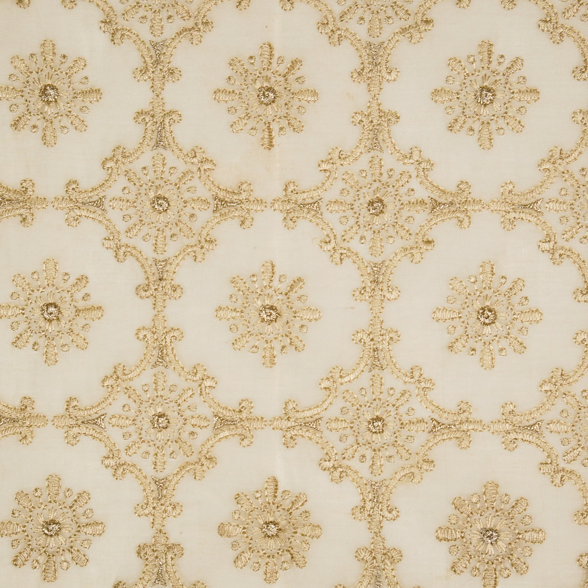 Raaiqa Beige Mul Chanderi Embroidered Fabric in Jaal Pattern - Image 3