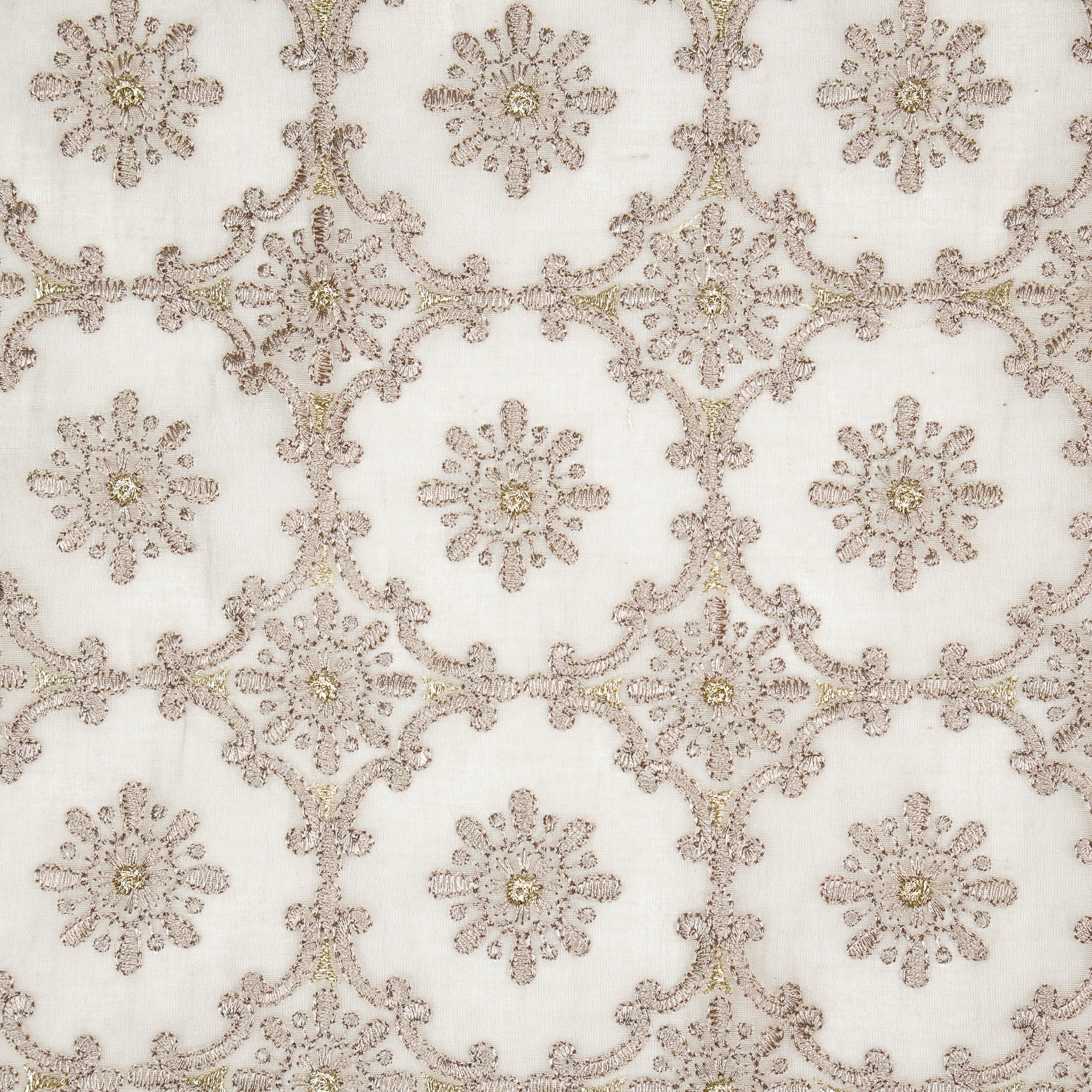 Raaiqa Grey Mul Chanderi Embroidered Fabric in Jaal Pattern - Image 3