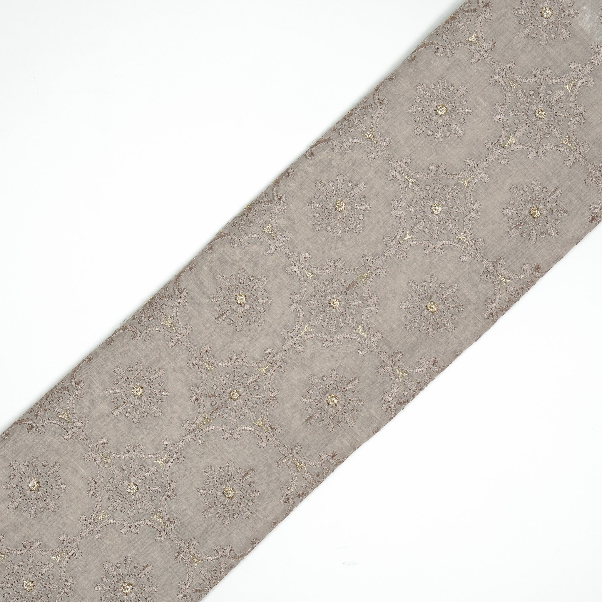 Raaiqa Grey Mul Chanderi Embroidered Fabric in Jaal Pattern - Image 4