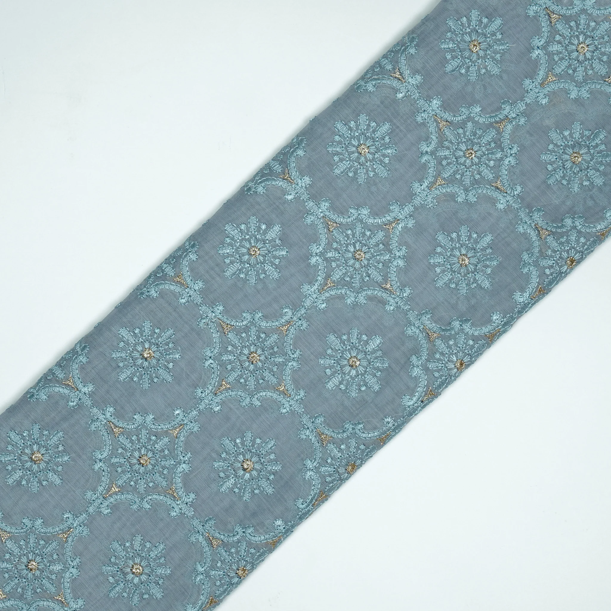 Raaiqa Mauve Mal Chanderi Embroidered Fabric in Jaal Pattern - Image 4