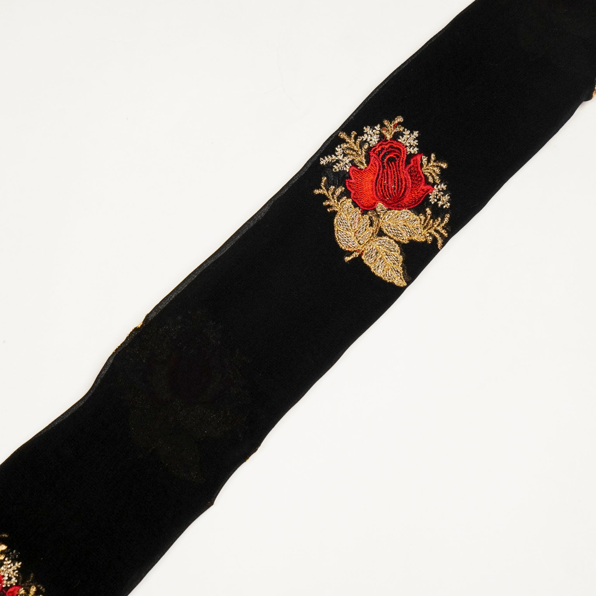 Rami Black Viscose Georgette Embroidered Fabric in Buta Pattern - Image 4
