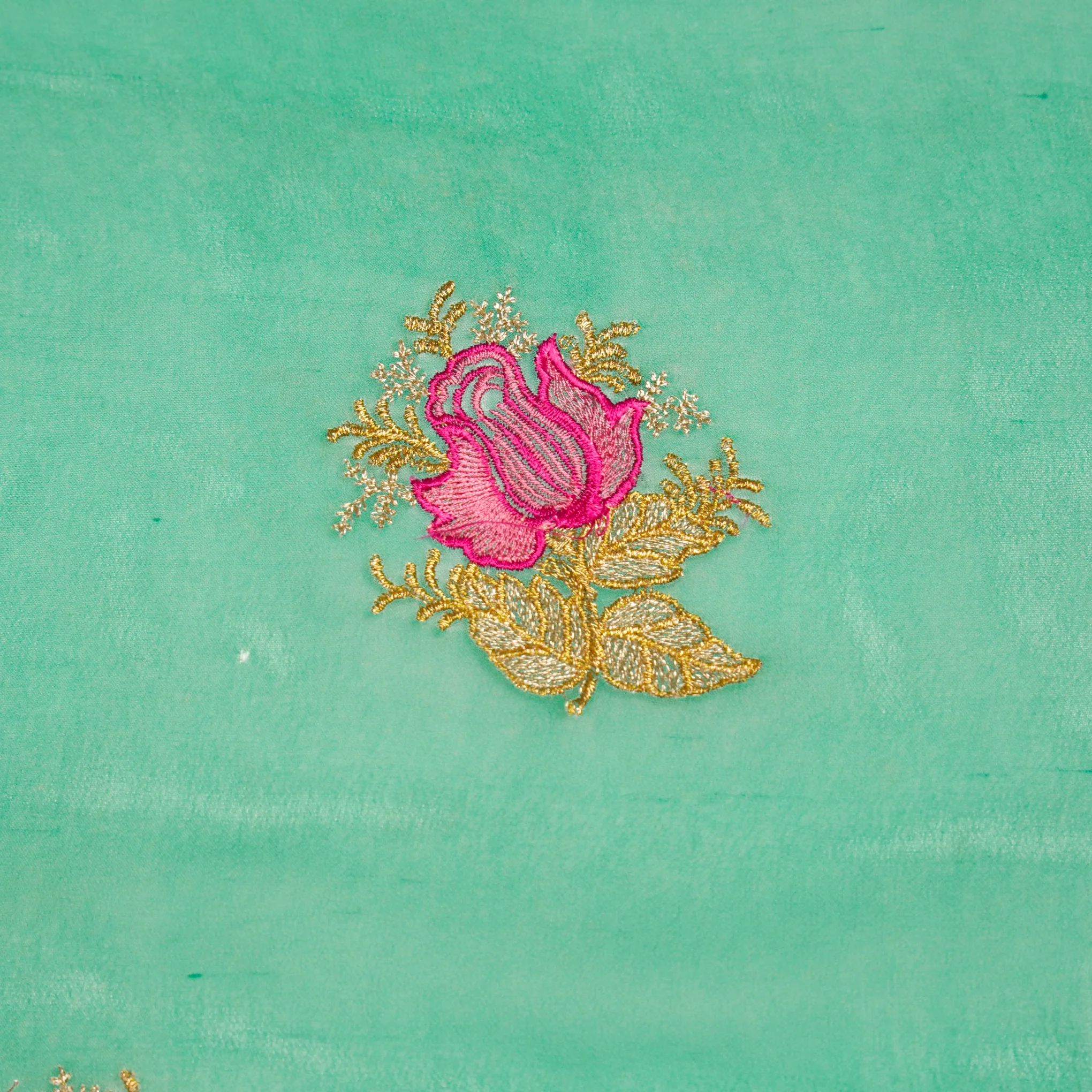 Rami Teal Viscose Georgette Embroidered Fabric in Buta Pattern - Image 3