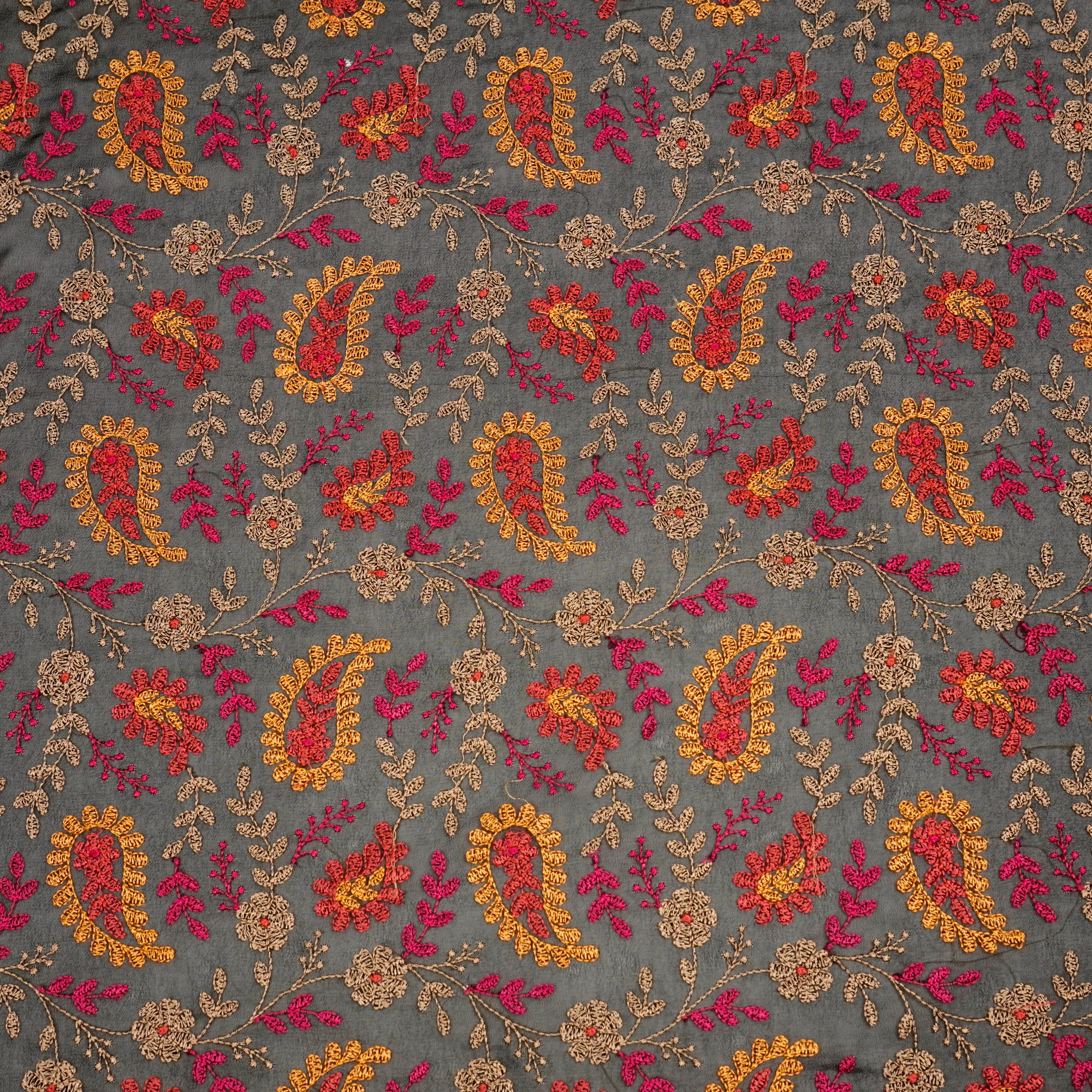 Prasoon Black Viscose Georgette Embroidered Fabric in Jaal Pattern - Image 2
