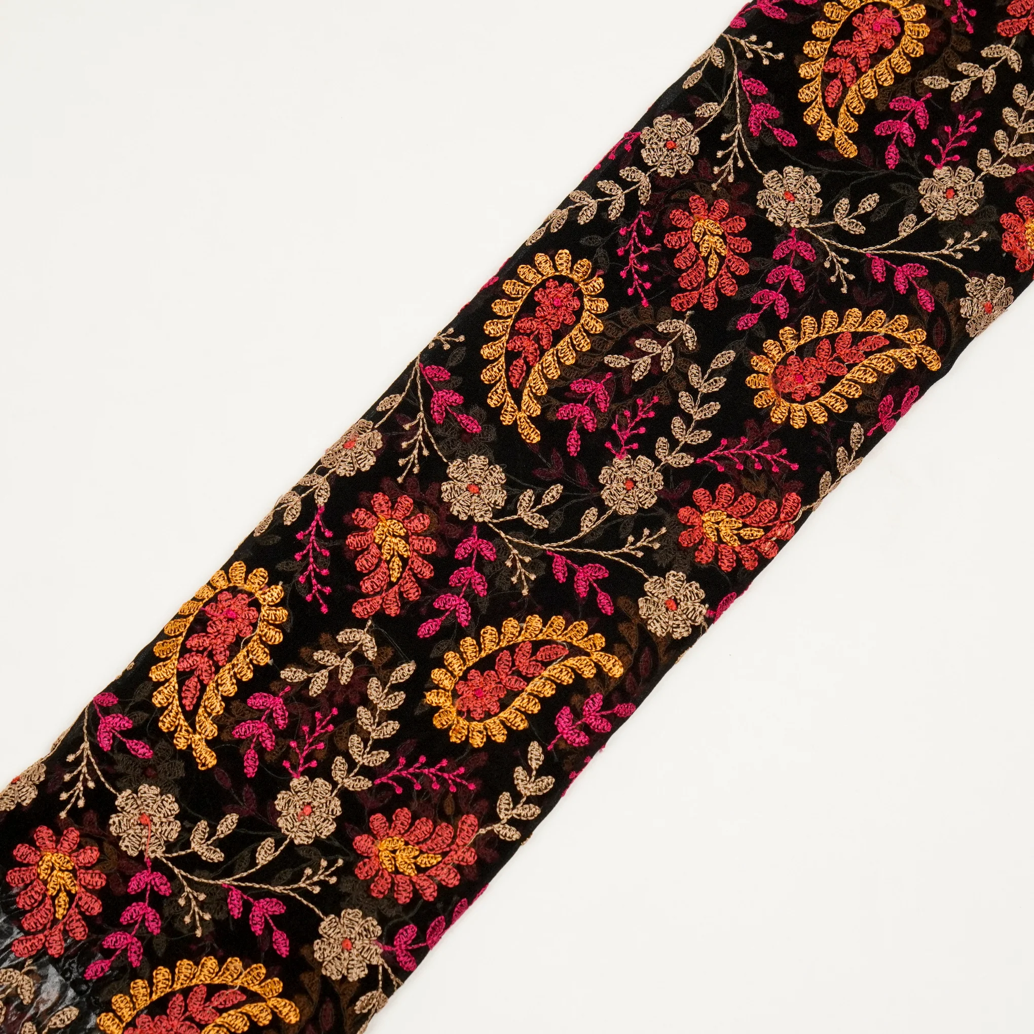Prasoon Black Viscose Georgette Embroidered Fabric in Jaal Pattern - Image 4