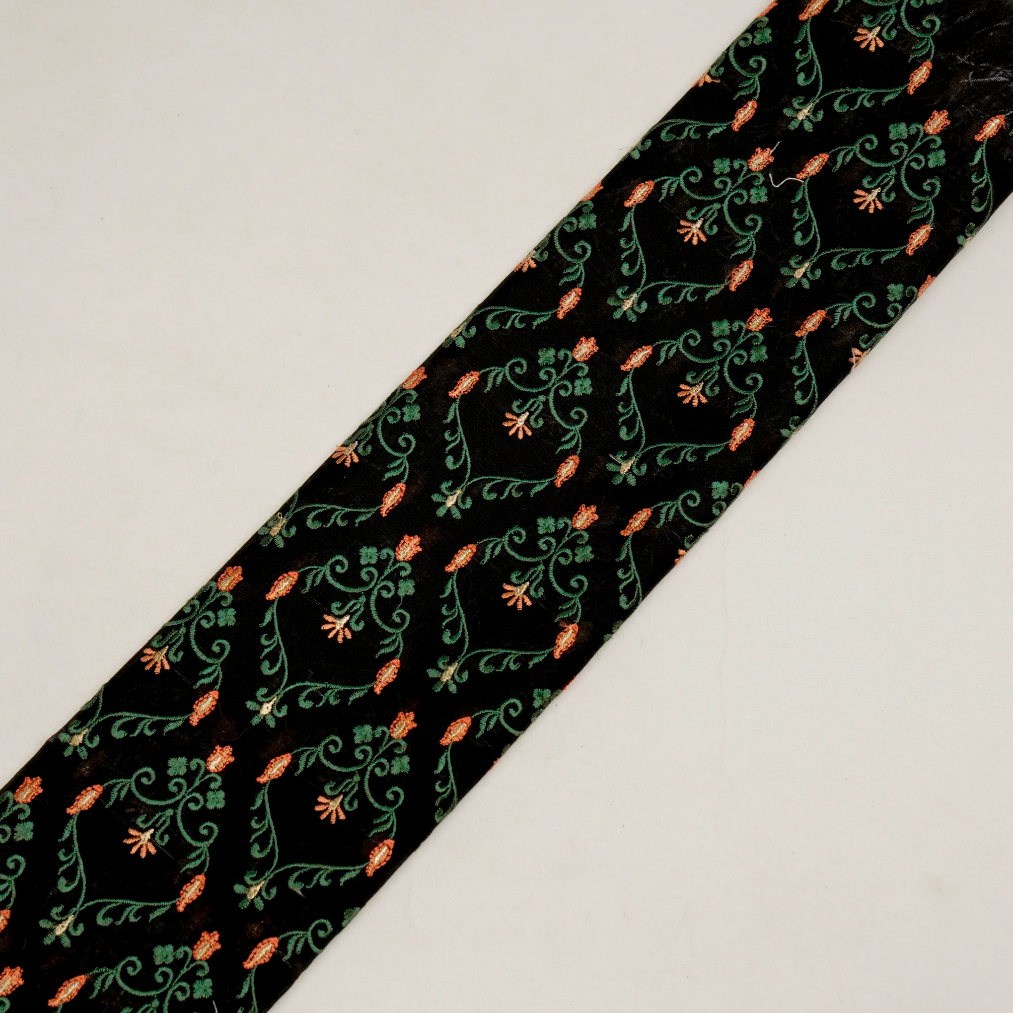 Raza Black Chanderi Embroidered Fabric in Jaal Pattern - Image 2