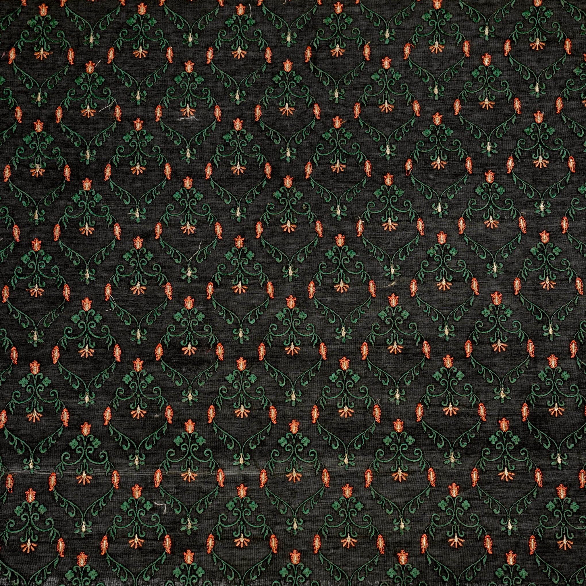 Raza Black Chanderi Embroidered Fabric in Jaal Pattern - Image 3